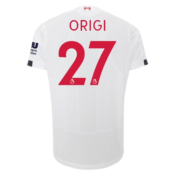 Camiseta Liverpool NO.27 Origi Segunda equipación 2019-2020 Blanco